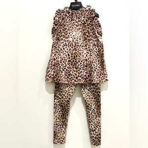 Janie and Jack LEOPARD PRINT RUFFLE TOP and LEGGINGS. Beautiful set.